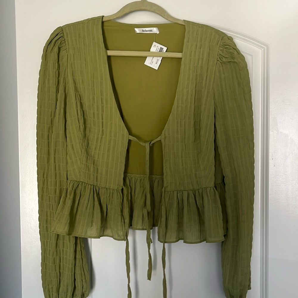 Green tie Blouse